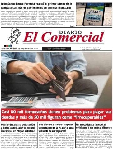 Front page of El Comercial of 8 September. The note on the fire is on page 15, not on the cover.